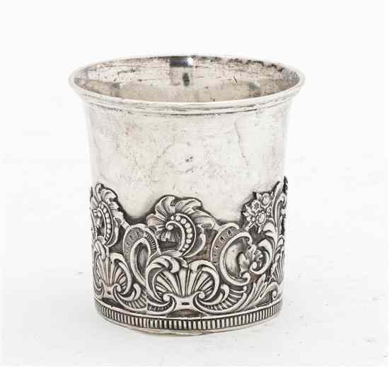 Appraisal: A Russian Silver Beaker of tapering cylindrical form with Rococo