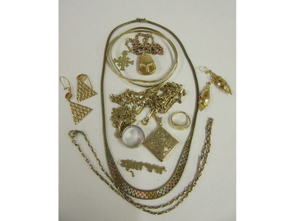 Appraisal: Lot of ct gold comprising neckchains bangles earrings etc Approx