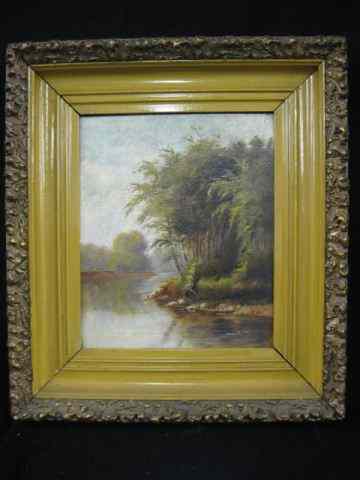 Appraisal: Oil Painting Landscape with River late th century on board