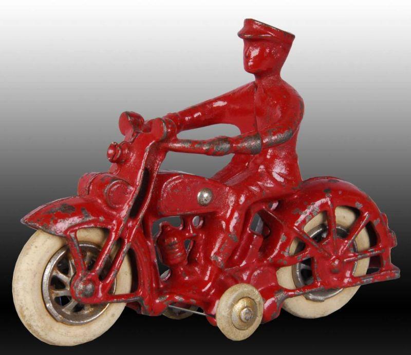 Appraisal: Cast Iron Kilgore Motorcycle Toy Description Detachable training wheels Policeman