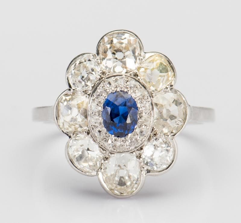 Appraisal: Vintage Diamond Sapphire Ring Vintage platinum diamond and sapphire ring