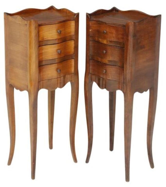 Appraisal: pair French Louis XV style nightstands th c serpentine case