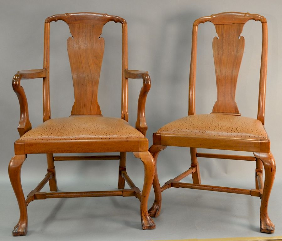 Appraisal: Set of ten Queen Anne style dining chairs two arm