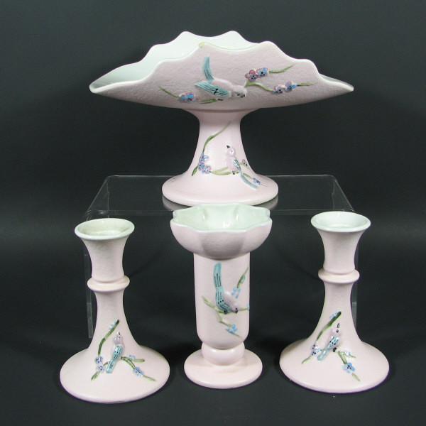 Appraisal: Hull Serenade - Vase Candleholders Bowl Lot of three Serenade