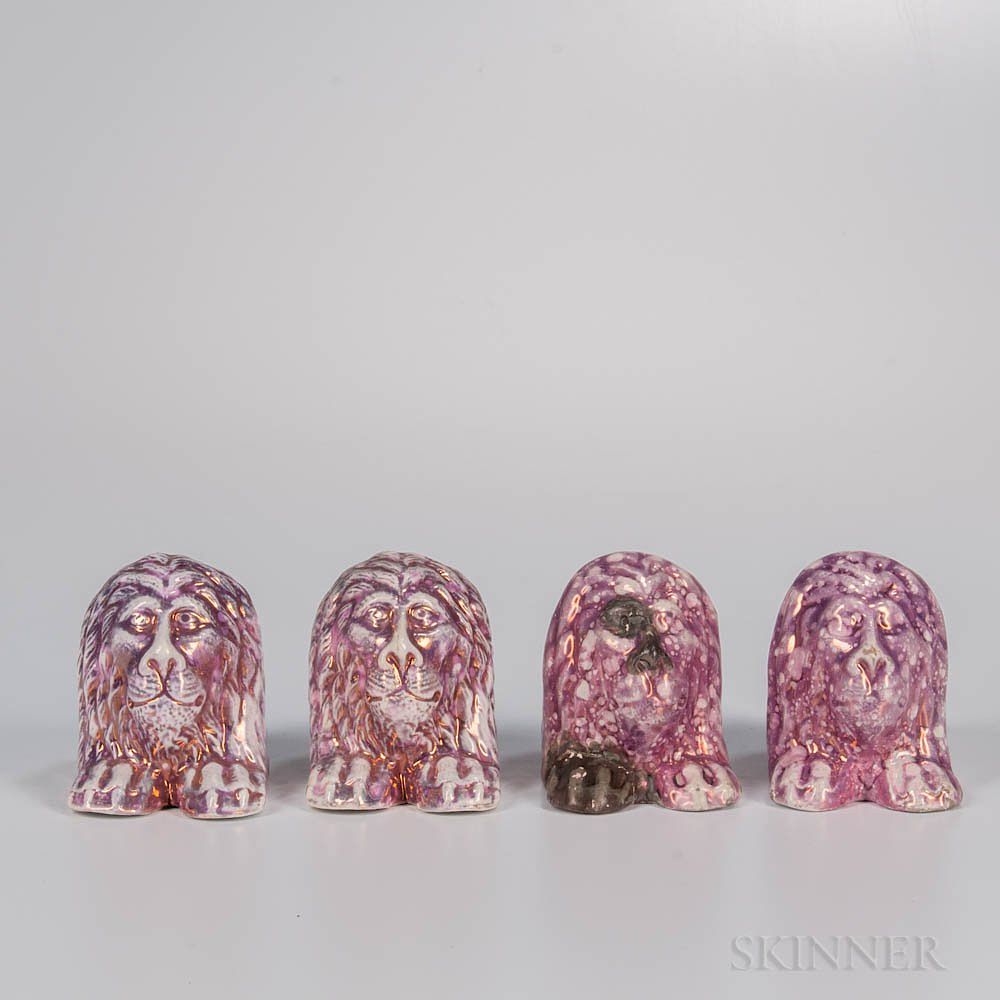 Appraisal: Four Pink Lustre Decorated Furniture Supports Four Pink Lustre Decorated