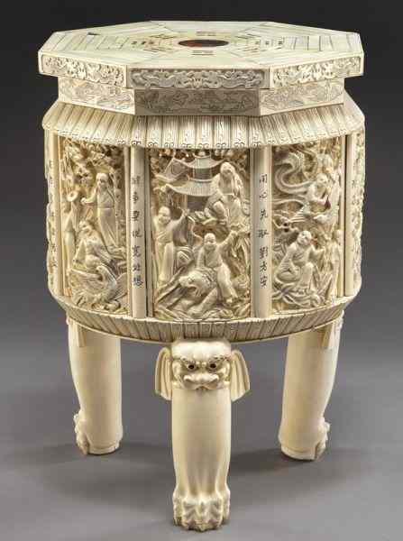 Appraisal: Chinese carved ivory stool International shipping IS NOT available on