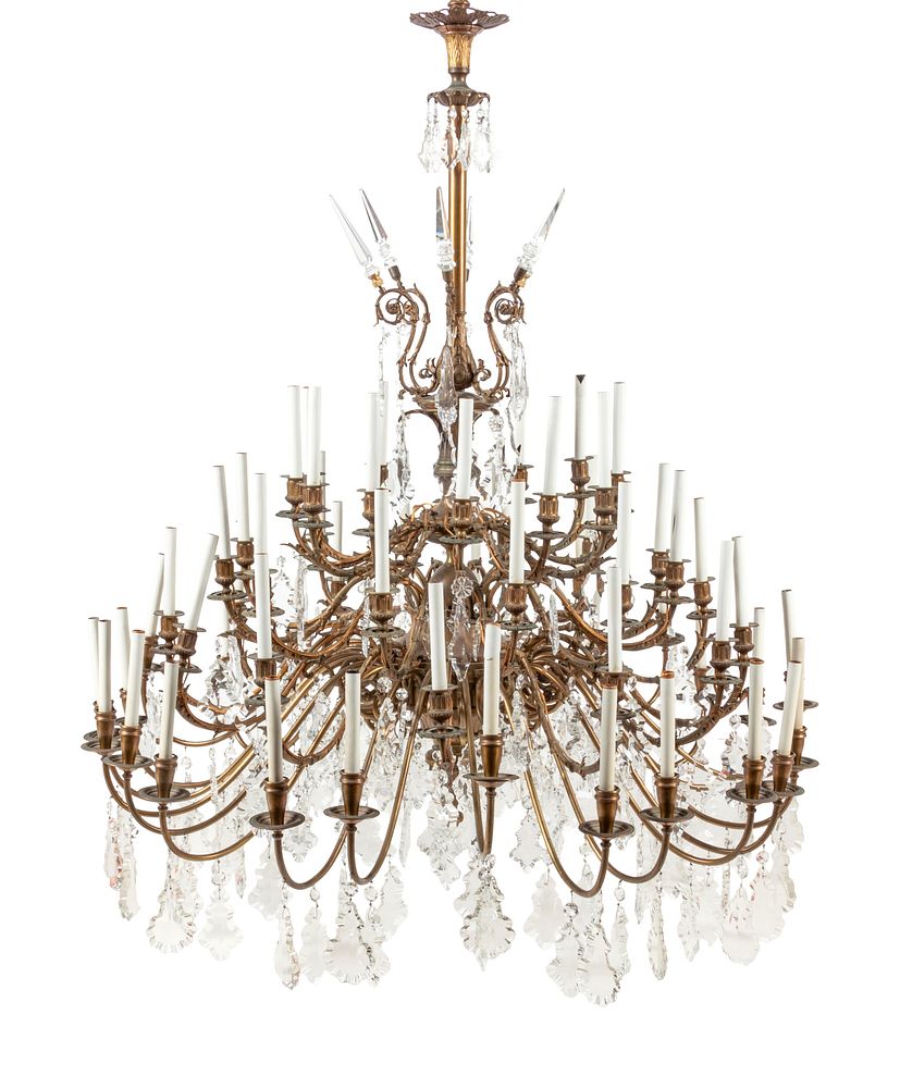 Appraisal: A French Gilt Bronze and Baccarat Glass Sixty-Light Chandelier A