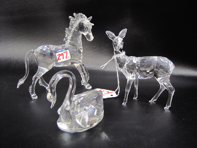 Appraisal: THREE SWAROVSKI AUSTRIAN CUT CRYSTALS unicorn H deer H together