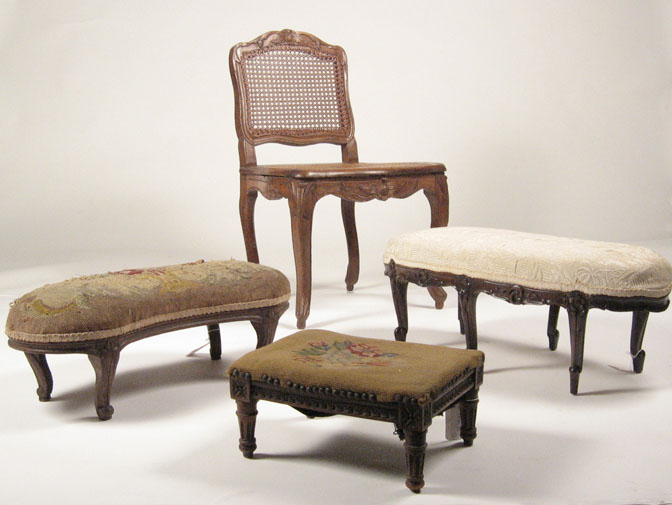 Appraisal: Group of three Louis XV and Louis XVI style footrests