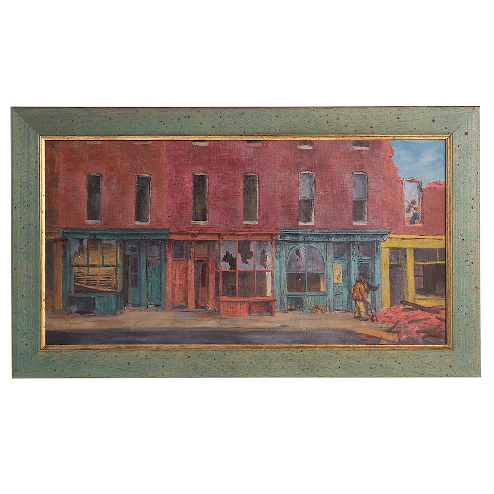 Appraisal: Jacob Glushakow Street Demolition Baltimore oil American - Oil on