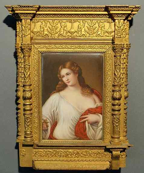 Appraisal: German painted on porcelain portrait of a young woman and