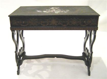 Appraisal: Ebonized gilt-decorated and mother-of-pearl inlaid desk hart ware co philadelphia