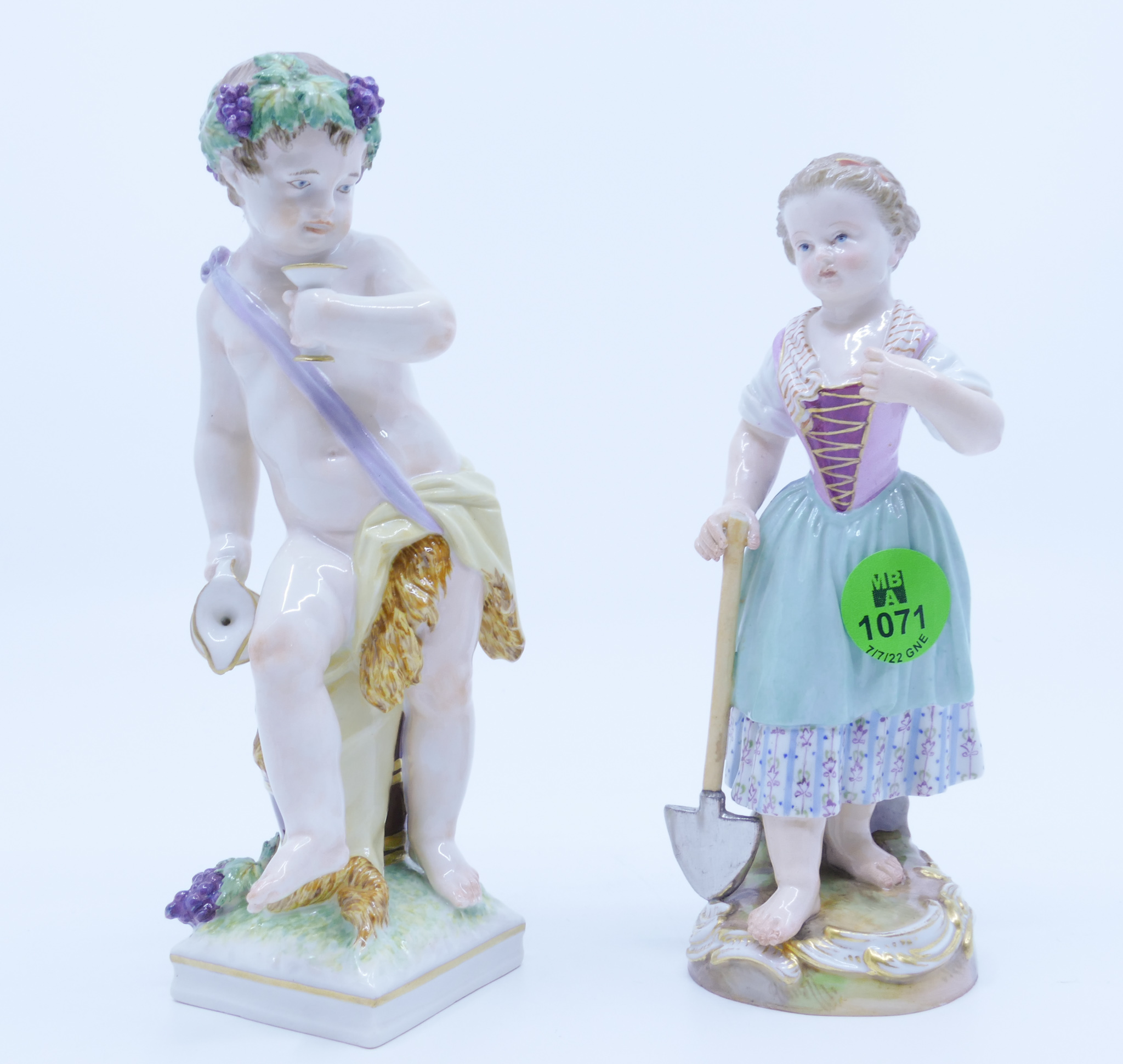 Appraisal: pc Antique Meissen KPM Porcelain Figurines '' to ''