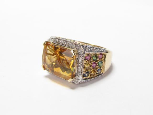 Appraisal: A K yellow gold multi stone ring by American jewelry