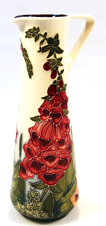 Appraisal: A Moorcroft pottery Foxglove jug by Rachel Bishop of tapering