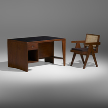 Appraisal: Pierre Jeanneret DESK AND OFFICE CANE CHAIR FROM THE ADMINISTRATIVE