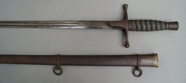 Appraisal: A Scottish Military Officer's sword inch double edged etched blade