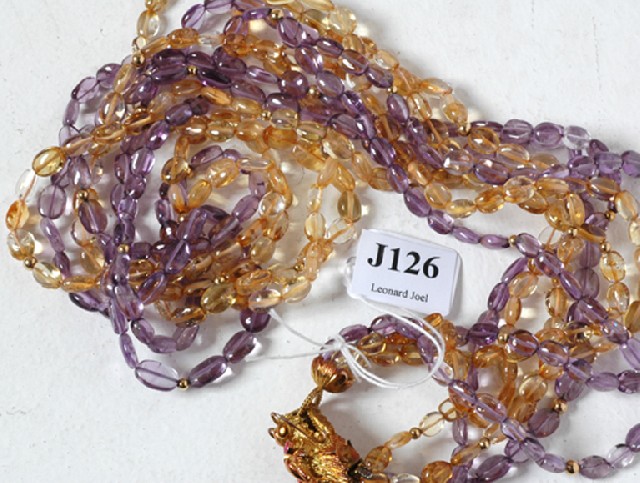 Appraisal: TUMBLED AMETHYST AND CITRINE NECKLACE