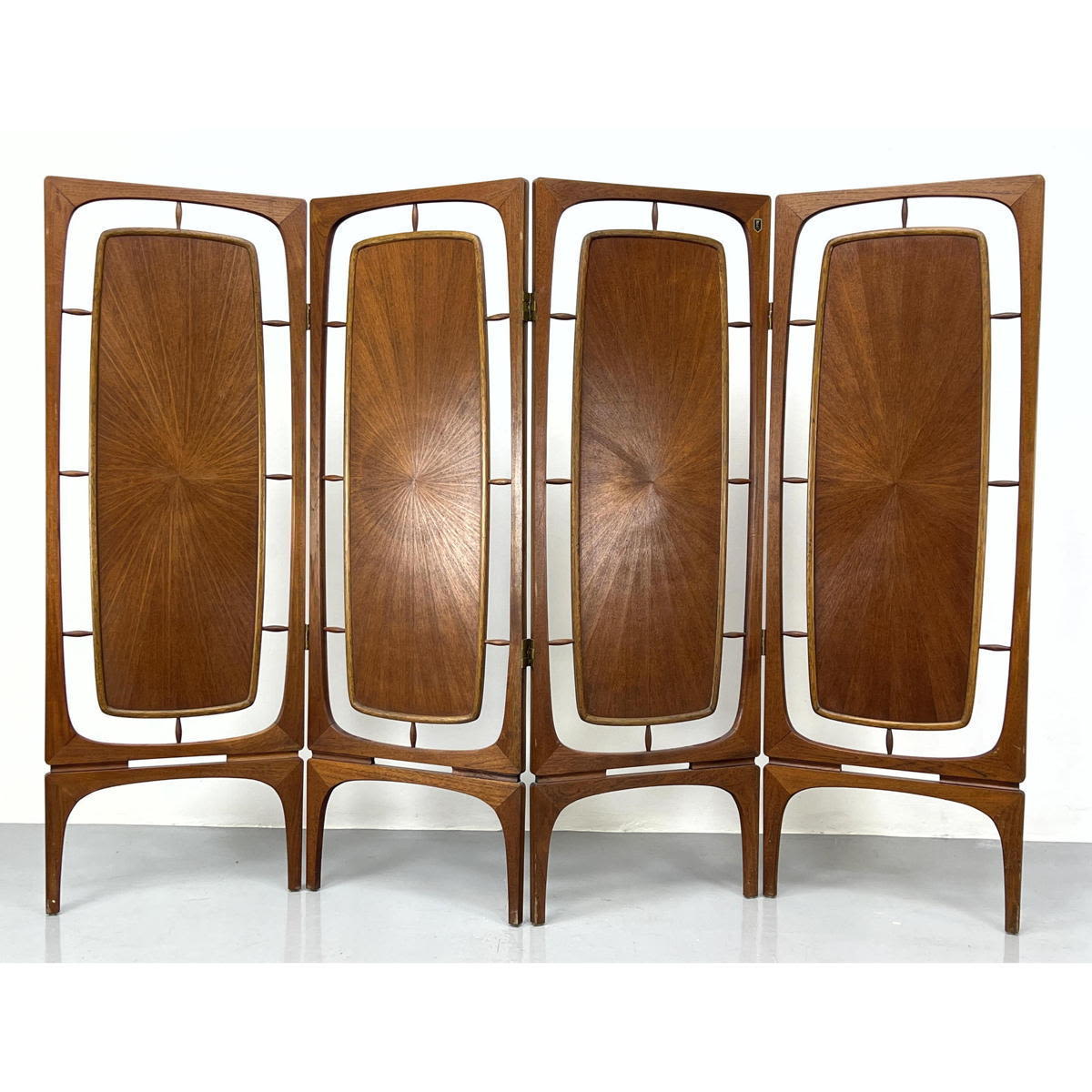 Appraisal: Decorator Reversible Section Folding Screen Room Divider side matched veneer