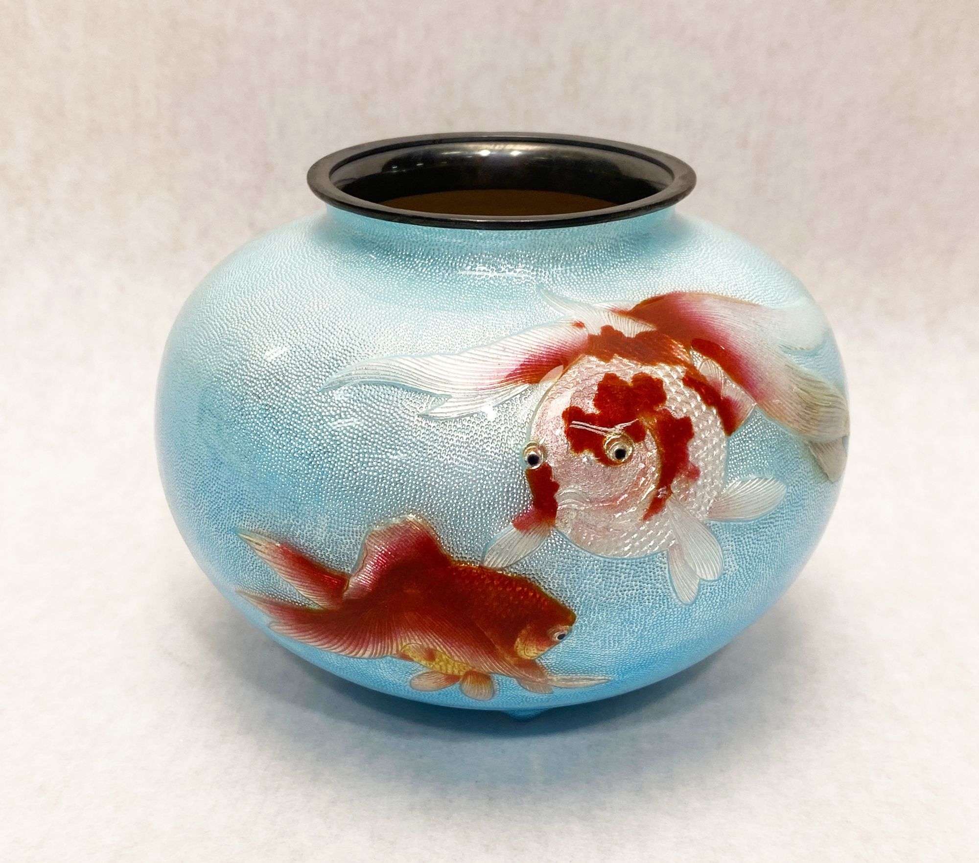 Appraisal: Japanese Meiji Period Ginbari Cloisonne Koi Fish Vase tall at