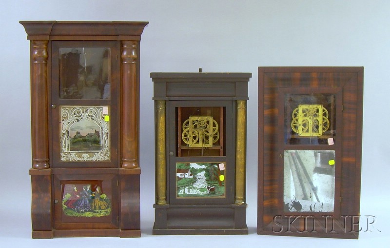 Appraisal: Three Incomplete Connecticut Shelf Clocks including a sleigh front case