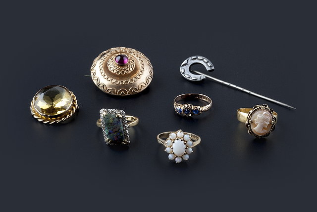 Appraisal: A collection of jewellery comprising three vari gem-set cluster rings