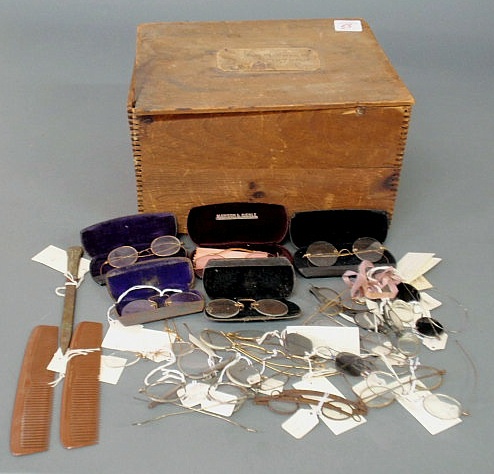 Appraisal: Group of wire eyeglass frames some cased two Perfecta combs