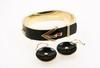 Appraisal: JEWELRY SUITE - Two piece gold black onyx and enamel