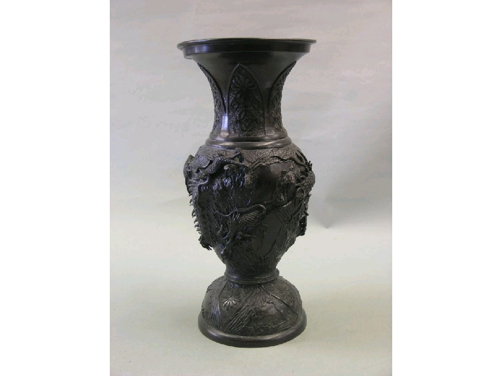 Appraisal: An early th century Japanese bronze vase baluster shape applied