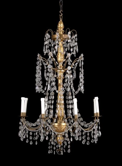 Appraisal: Northern European Eight-Light Chandelier of carved giltwood and brass in