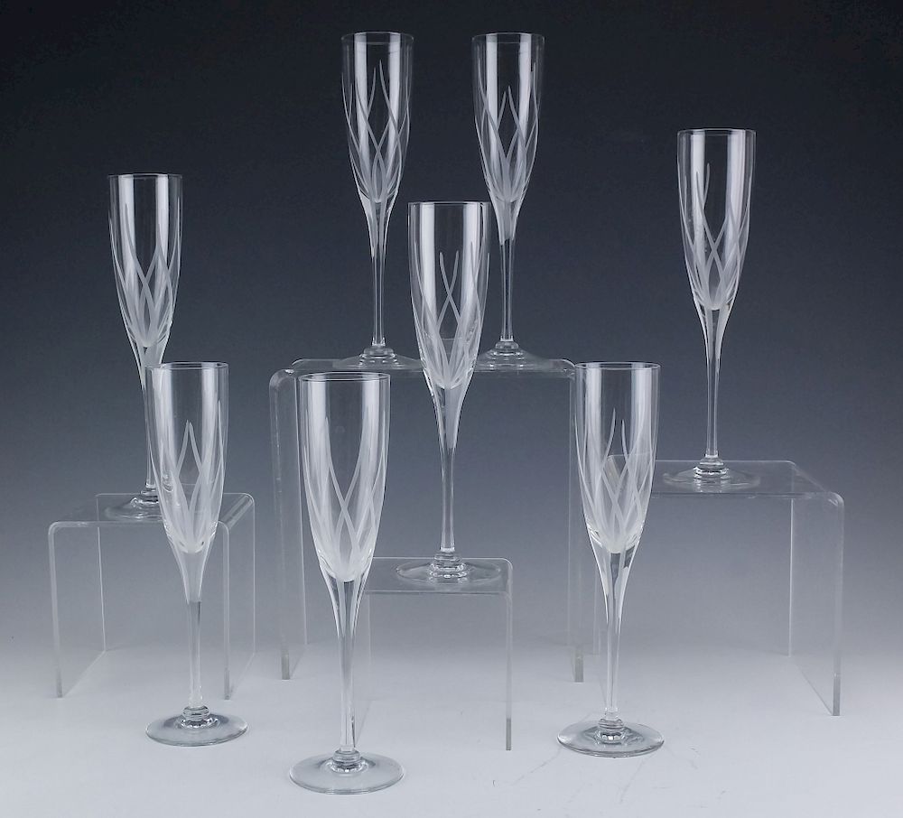 Appraisal: Cartier Crystal Danse De Feu Champagne Flutes Set of eight