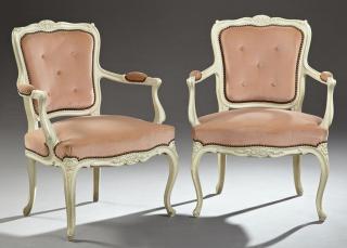 Appraisal: Pair of French Louis XV Style Polychromed Carved B Pair