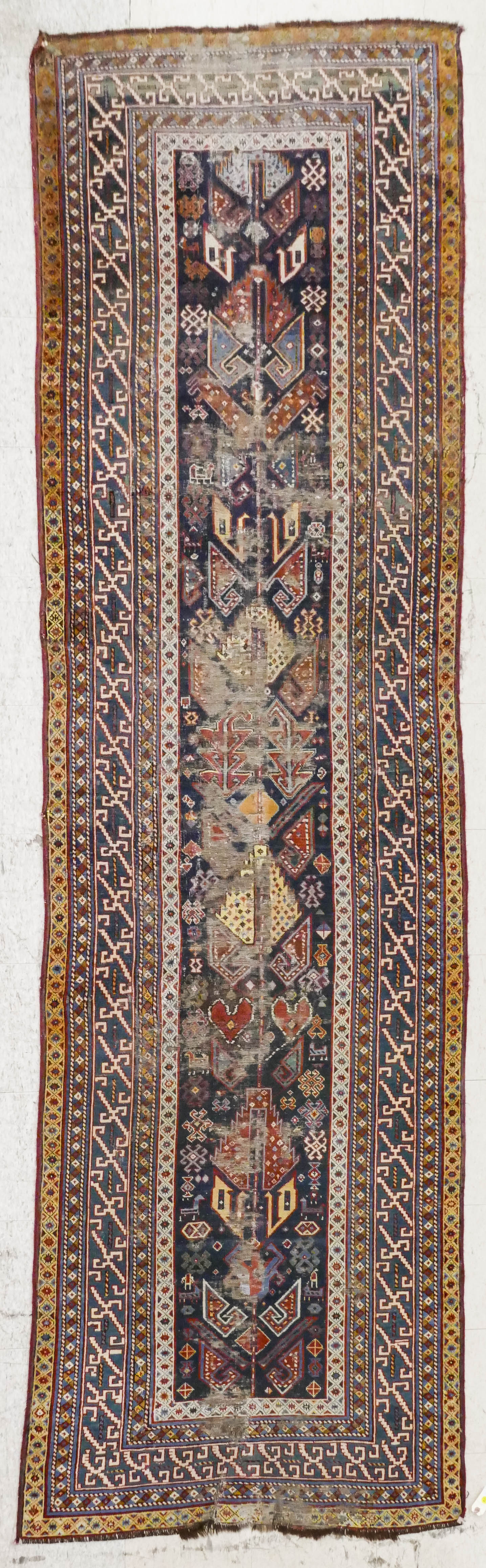 Appraisal: Antique Caucasian Oriental Runner Rug Measures ' '' x '