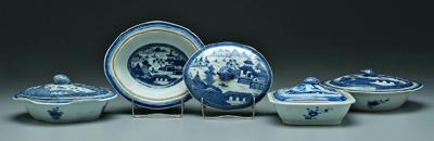 Appraisal: Four lidded Canton serving dishes three cartouche shaped all with