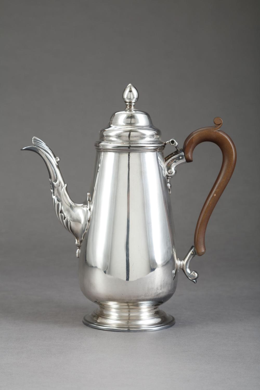 Appraisal: George II Sterling Silver Coffee Pot Richard Bayley London mark