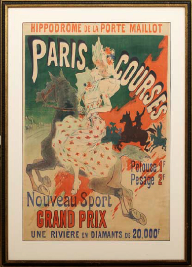 Appraisal: Jules Cheret French - Paris Courses lithograph in colors sight