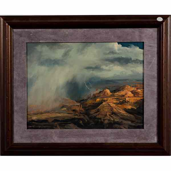 Appraisal: Russell Moreton American - Western Landscape Oil on board titled