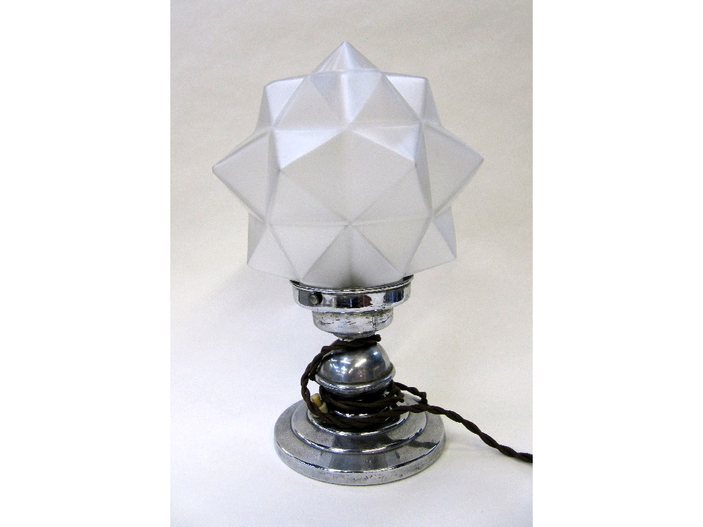 Appraisal: Art Deco chrome table lamp with glass star shade