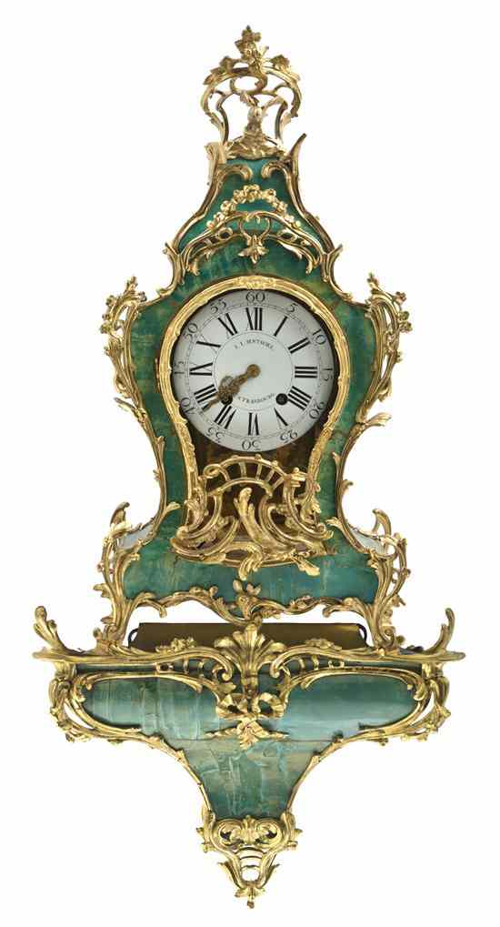 Appraisal: A French Faux Malachite and Gilt Bronze Mounted Bracket Clock