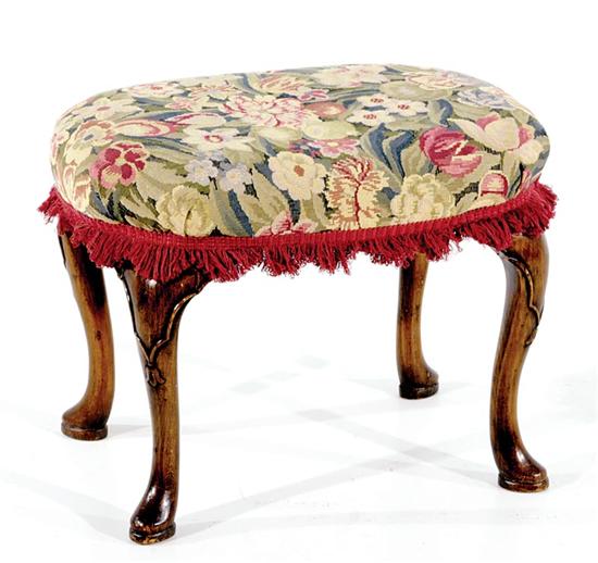 Appraisal: Queen Anne style walnut footstool early th century upholstered seat