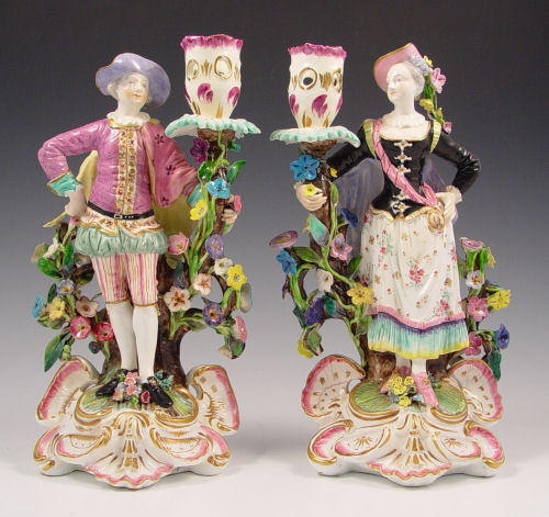 Appraisal: PAIR MEISSEN PORCELAIN FIGURAL CANDLE HOLDERS Man and woman in