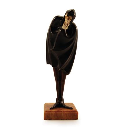 Appraisal: Art Deco Cold Painted Bronze and Ivory Figure of Mephistopholes