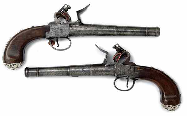 Appraisal: Pair of Queen Anne Box Lock Flintlock Pistols cal ''