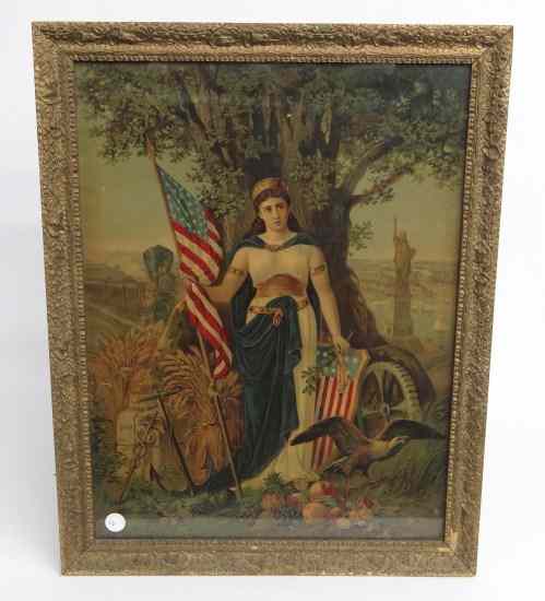 Appraisal: th c Lady Columbia patriotic print Sight '' x ''