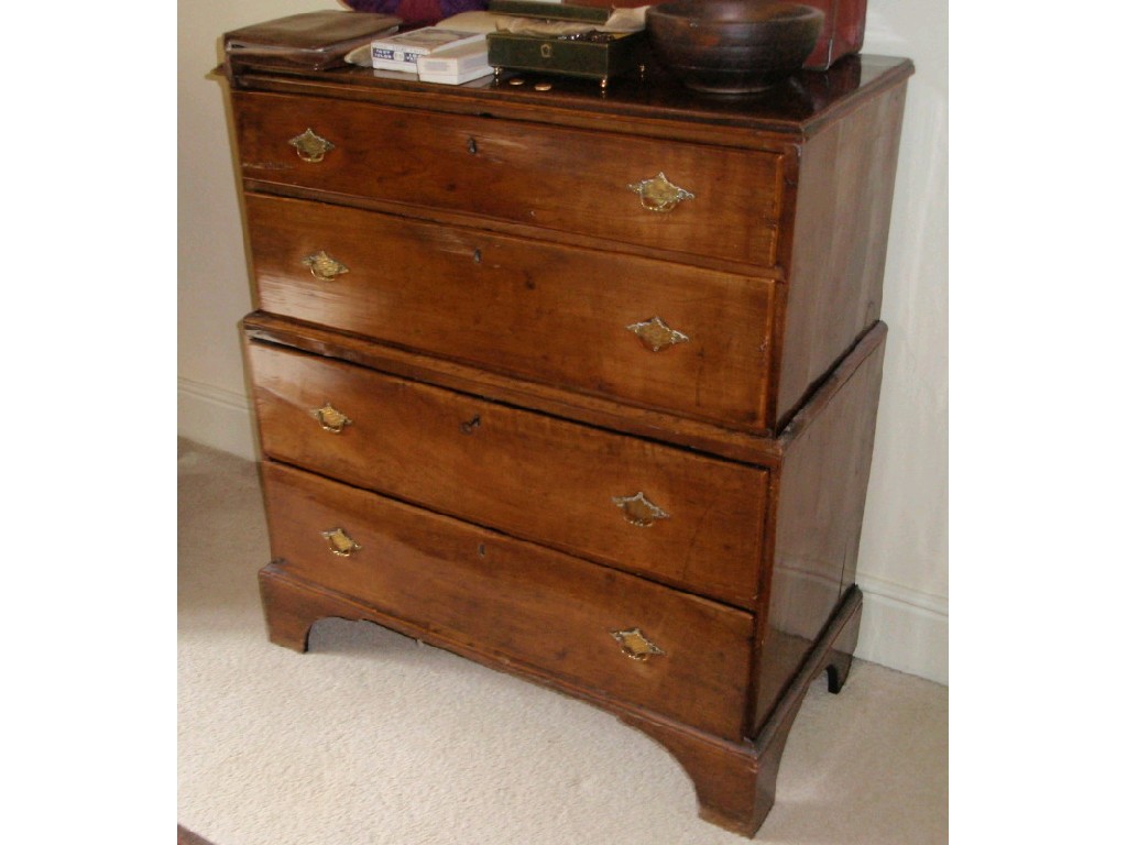 Appraisal: An thC fruit wood chest on chest reduced with two