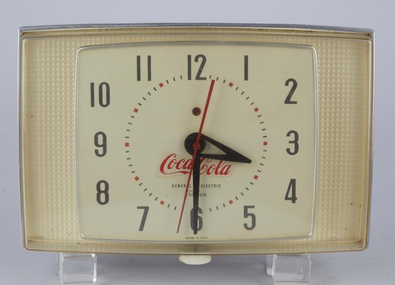 Appraisal: Rectangular Coca Cola Theme Electric Wall Clock Manufactured by General