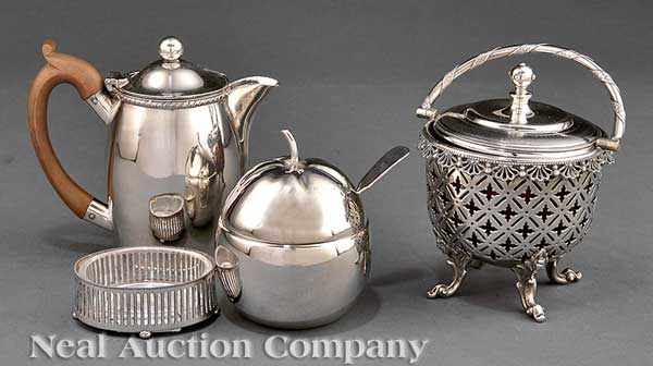 Appraisal: A Good Group of Antique Silverplate Items including basket with