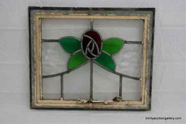 Appraisal: Antique Leaded Stained Glass WindowHas the original lead window frame