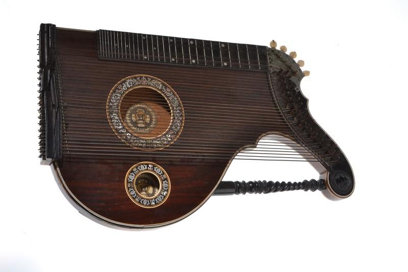 Appraisal: ZITHER - TH CENTURY IVORY HANDLED AND MOTHER OF PEARL