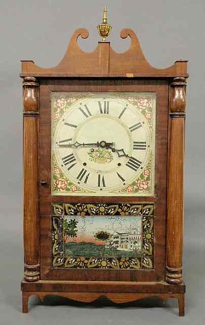 Appraisal: Eli Terry mahogany shelf clock with reverse painted glass tablet